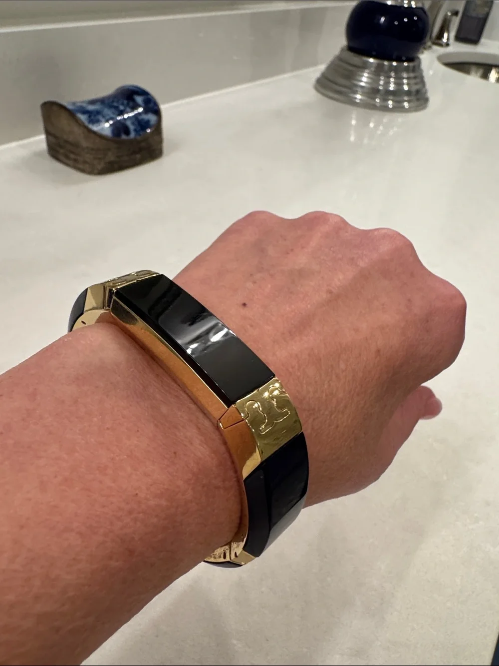 Tory Burch Gold and Navy Bangle Wearable